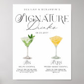 Elegante Waterverf Zijn Haar Signature Drink Bruil Poster (Voorkant)