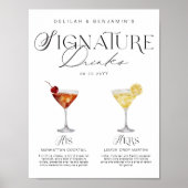 Elegante Waterverf Zijn Haar Signature Drink Bruil Poster (Voorkant)