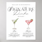 Elegante Waterverf Zijn Haar Signature Drink Bruil Poster (Voorkant)