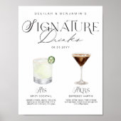 Elegante Waterverf Zijn Haar Signature Drink Bruil Poster (Voorkant)