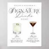 Elegante Waterverf Zijn Haar Signature Drink Bruil Poster (Voorkant)