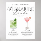 Elegante Waterverf Zijn Haar Signature Drink Bruil Poster (Voorkant)