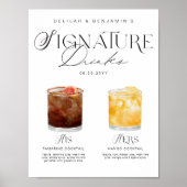 Elegante Waterverf Zijn Haar Signature Drink Bruil Poster (Voorkant)