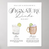 Elegante Waterverf Zijn Haar Signature Drink Bruil Poster (Voorkant)