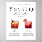 Elegante Waterverf Zijn Haar Signature Drink Bruil Poster (Voorkant)