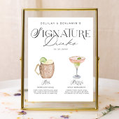 Elegante Waterverf Zijn Haar Signature Drink Bruil Poster