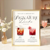 Elegante Waterverf Zijn Haar Signature Drink Bruil Poster