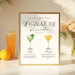 Elegante Waterverf Zijn Haar Signature Drink Bruil Poster