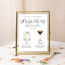 Elegante Waterverf Zijn Haar Signature Drink Bruil Poster
