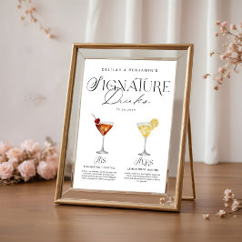 Elegante Waterverf Zijn Haar Signature Drink Bruil Poster