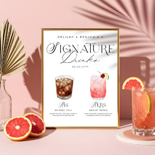 Elegante Waterverf Zijn Haar Signature Drink Bruil Poster