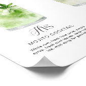 Elegante Waterverf Zijn Haar Signature Drink Bruil Poster (Hoek)