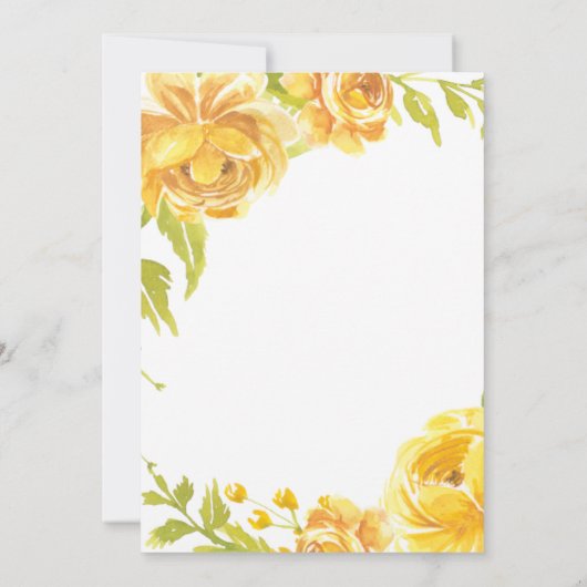 Elegante Waterverf Zomer Geel Bloemen Huwelijk Kaart (Achterkant)