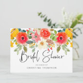 Elegante waterverf zomerbloemen bruidsshower kaart (Staand voorkant)