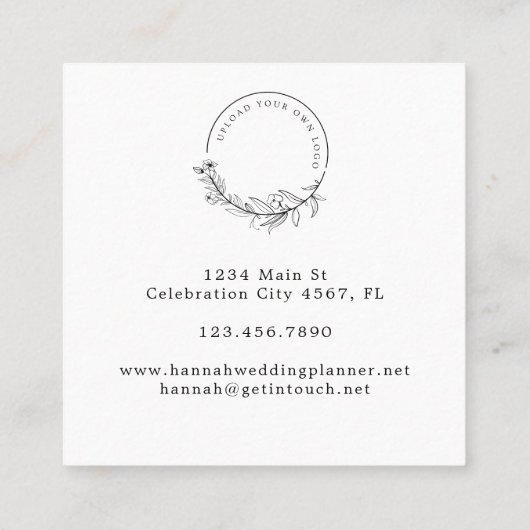 Elegante Waterverf zomerbloemen uw Logo Vierkante Visitekaartje (Achterkant)