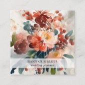 Elegante Waterverf zomerbloemen uw Logo Vierkante Visitekaartje (Voorkant)