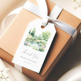 Elegante waterverf zomers tuinlandschap cadeaulabel