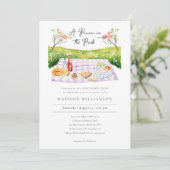 Elegante Waterverf Zomerse Baby shower Picknick Kaart (Staand voorkant)