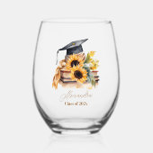 Elegante Waterverf Zonnebloem Afstuderen Wijnglas Zonder Voet (Voorkant)