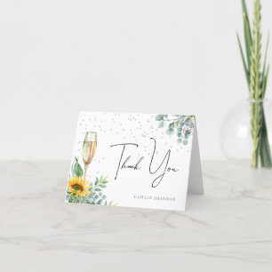 Elegante waterverf zonnebloem bloem bruiloftsdouch bedankkaart