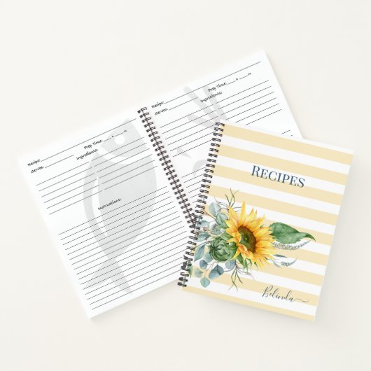Elegante Waterverf Zonnebloem Bloemen Recept Boek (Binnen)
