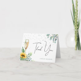 Elegante Waterverf Zonnebloem Bloemen Vrijgezellen Bedankkaart