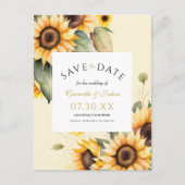 Elegante Waterverf Zonnebloem Boho Bewaar de datum Briefkaart (Voorkant)
