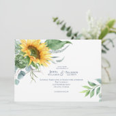 Elegante Waterverf Zonnebloem Bruiloft Kaart (Staand voorkant)