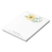 Elegante Waterverf Zonnebloem Eucalyptus Notitieblok (Linkerzijde)