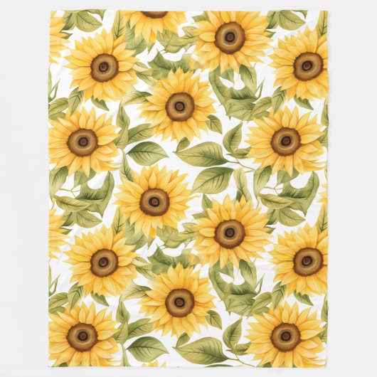 Elegante Waterverf Zonnebloem Fleece Deken (Voorkant)