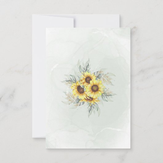 Elegante waterverf zonnebloem groen bruidsdouche bedankkaart (Achterkant)
