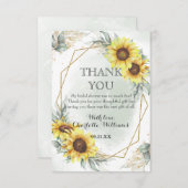 Elegante waterverf zonnebloem groen bruidsdouche bedankkaart (Voorkant / Achterkant)