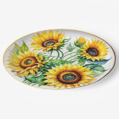 Elegante Waterverf Zonnebloem Papieren Bordje (Gekanteld)
