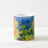 Elegante waterverf zonnebloem schilderij koffiemok (Center)