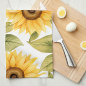 Elegante Waterverf Zonnebloem Theedoek (Quarter Fold)