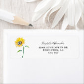 Elegante Waterverf Zonnebloem Trouwscript Chic Etiket (Insitu)