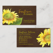 Elegante Waterverf Zonnebloem Uniek Visitekaartje (Voorkant / Achterkant)