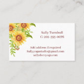 Elegante Waterverf Zonnebloem Visitekaartje (Achterkant)