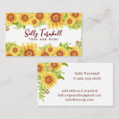 Elegante Waterverf Zonnebloem Visitekaartje (Voorkant / Achterkant)