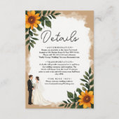 Elegante Waterverf Zonnebloem Zomer Bloemen Huweli Informatiekaartje (Voorkant)