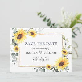 Elegante Waterverf Zonnebloemen Eucalyptus Bruilof Save The Date