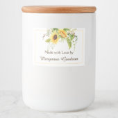 Elegante Waterverf Zonnebloemen groen labels Voedselcontainer Etiket (Voorkant)