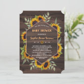 Elegante waterverf zonnebloemen houten baby shower kaart (Staand voorkant)