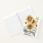Elegante Waterverf Zonnebloemen | Persoonlijke naa Notitieboek (Binnen)
