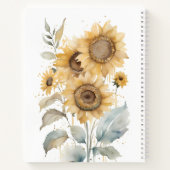 Elegante Waterverf Zonnebloemen | Persoonlijke naa Notitieboek (Achterkant)