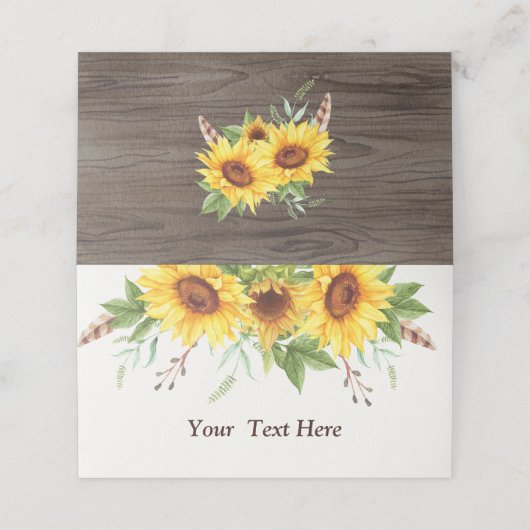 Elegante Waterverf Zonnebloemen Rustieke Boho brui Plaatskaartje (Buitenkant ongevouwen)