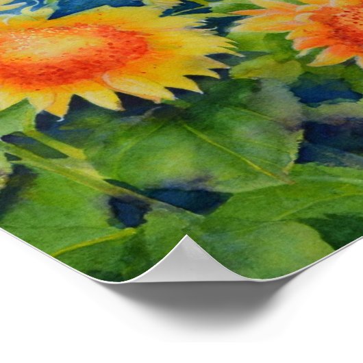 Elegante waterverf zonnebloemvelden poster (Hoek)