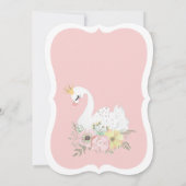 Elegante Waterverf Zwaan Eerste Verjaardagsuitnodi Kaart (Achterkant)