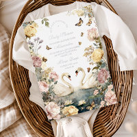 Elegante Waterverf Zwanen Baby shower