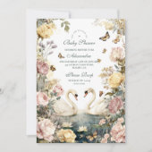 Elegante Waterverf Zwanen Baby shower Kaart (Voorkant)